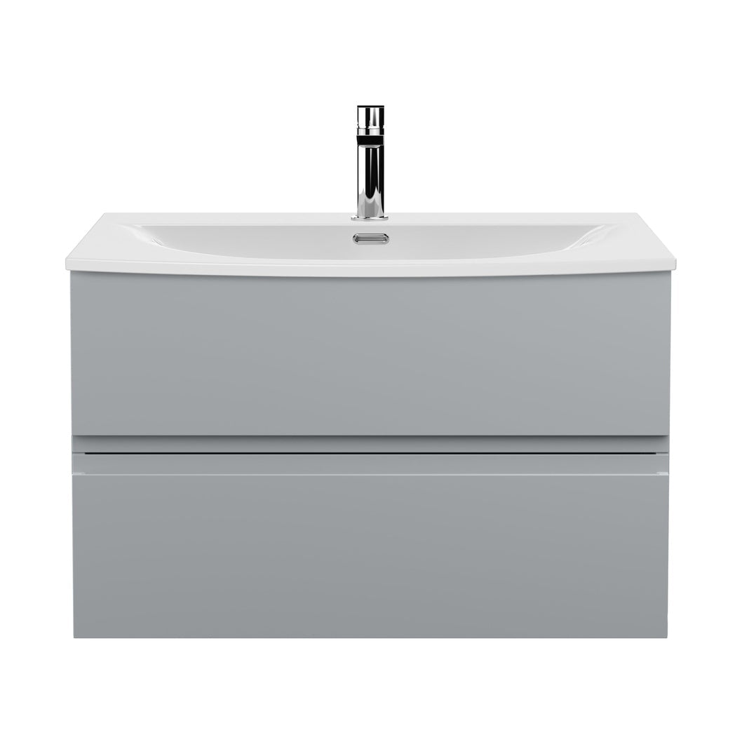 Hudson Reed Urban 800mm Wall Hung 2 Drawer Vanity Unit & Basin 4 Contemp Satin Grey MFC Painted Matt 550x810x395mm - JJ Building Materials