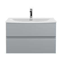 Hudson Reed Urban 800mm Wall Hung 2 Drawer Vanity Unit & Basin 4 Contemp Satin Grey MFC Painted Matt 550x810x395mm - JJ Building Materials