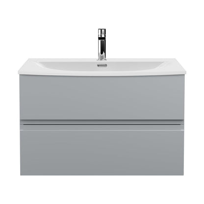 Hudson Reed Urban 800mm Wall Hung 2 Drawer Vanity Unit & Basin 4 Contemp Satin Grey MFC Painted Matt 550x810x395mm - JJ Building Materials