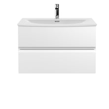 Hudson Reed Urban 800mm Wall Hung 2 Drawer Vanity Unit & Basin 4 Contemp Satin White MFC Painted Matt 550x810x395mm - JJ Building Materials