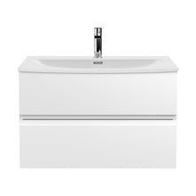 Hudson Reed Urban 800mm Wall Hung 2 Drawer Vanity Unit & Basin 4 Contemp Satin White MFC Painted Matt 550x810x395mm - JJ Building Materials