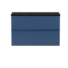 Hudson Reed Urban 800mm Wall Hung 2 - drawer Vanity Unit & Laminate Worktop Contemp Satin Blue MFC Painted Matt 522x805x390mm - URB306LSB - JJ Building Materials