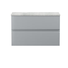 Hudson Reed Urban 800mm Wall Hung 2 - drawer Vanity Unit & Laminate Worktop Contemp Satin Grey MFC Painted Matt 522x805x390mm - URB206LBG - JJ Building Materials