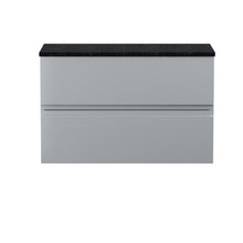 Hudson Reed Urban 800mm Wall Hung 2 - drawer Vanity Unit & Laminate Worktop Contemp Satin Grey MFC Painted Matt 522x805x390mm - URB206LSB - JJ Building Materials
