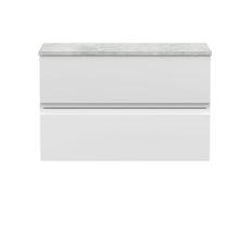 Hudson Reed Urban 800mm Wall Hung 2 - drawer Vanity Unit & Laminate Worktop Contemp Satin White MFC Painted Matt 522x805x390mm - URB106LBG - JJ Building Materials