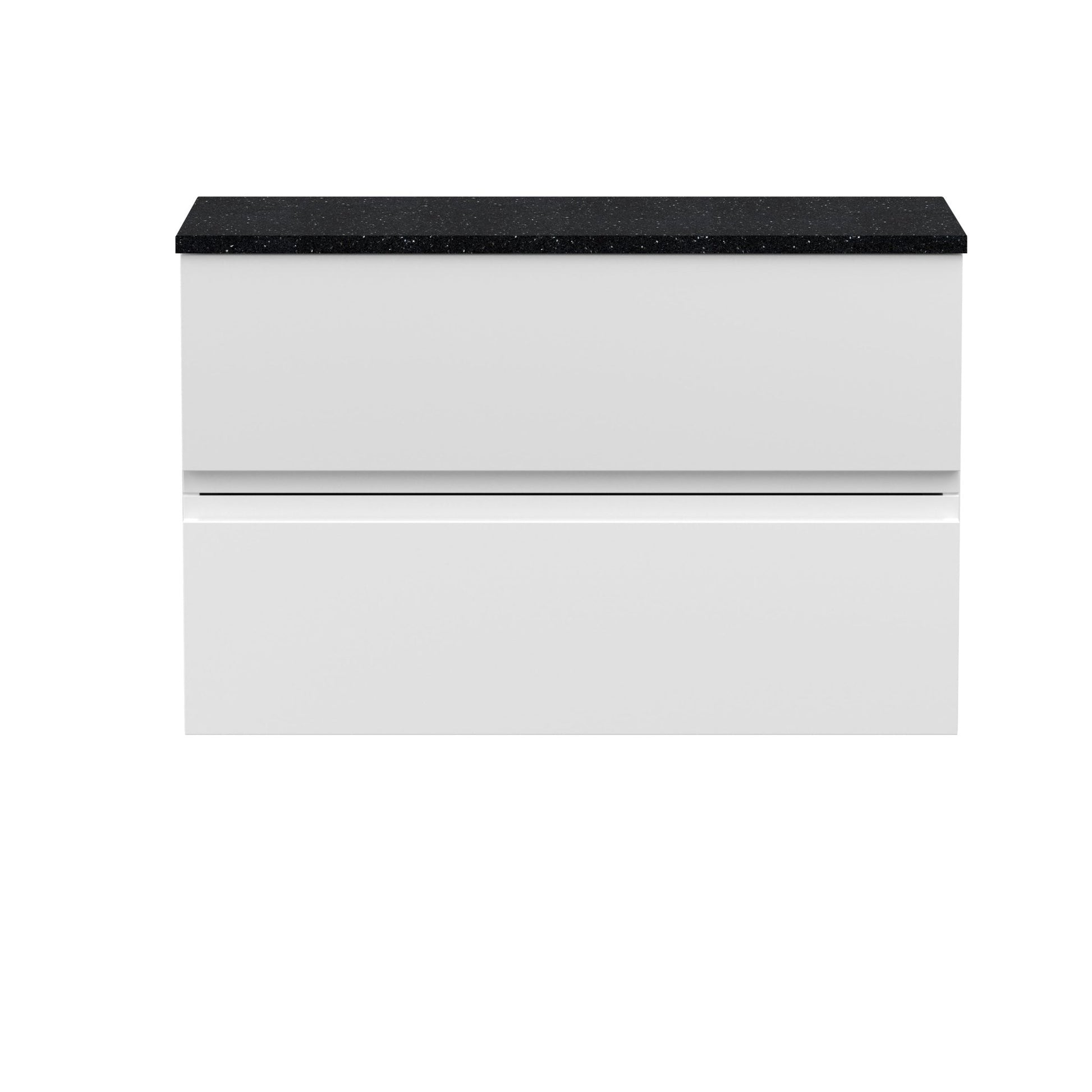 Hudson Reed Urban 800mm Wall Hung 2 - drawer Vanity Unit & Laminate Worktop Contemp Satin White MFC Painted Matt 522x805x390mm - URB106LSB - JJ Building Materials