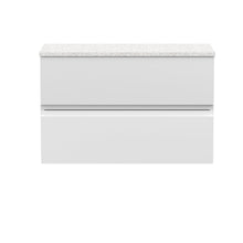 Hudson Reed Urban 800mm Wall Hung 2 - drawer Vanity Unit & Laminate Worktop Contemp Satin White MFC Painted Matt 522x805x390mm - URB106LSW - JJ Building Materials
