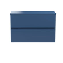 Hudson Reed Urban 800mm Wall Hung 2 - drawer Vanity Unit & Worktop Contemp Satin Blue MFC Painted Matt 518x805x390mm - JJ Building Materials