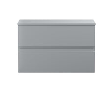 Hudson Reed Urban 800mm Wall Hung 2 - drawer Vanity Unit & Worktop Contemp Satin Grey MFC Painted Matt 518x805x390mm - JJ Building Materials