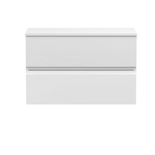 Hudson Reed Urban 800mm Wall Hung 2 - drawer Vanity Unit & Worktop Contemp Satin White MFC Painted Matt 518x805x390mm - JJ Building Materials