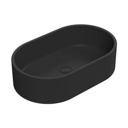 Hudson Reed Vessels Oval Vessel Contemp Matt Black Vitreous China 145x565x350mm - JJ Building Materials