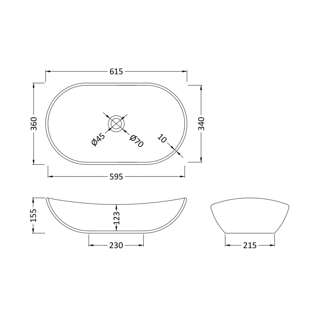 Hudson Reed Vessels Round Vessel Contemp Matt White Vitreous China 155x615x360mm - JJ Building Materials