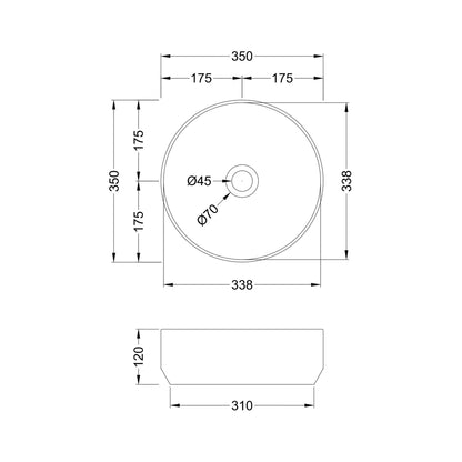 Hudson Reed Vessels Round Vessel Contemp White Vitreous China 120x350x350mm - JJ Building Materials