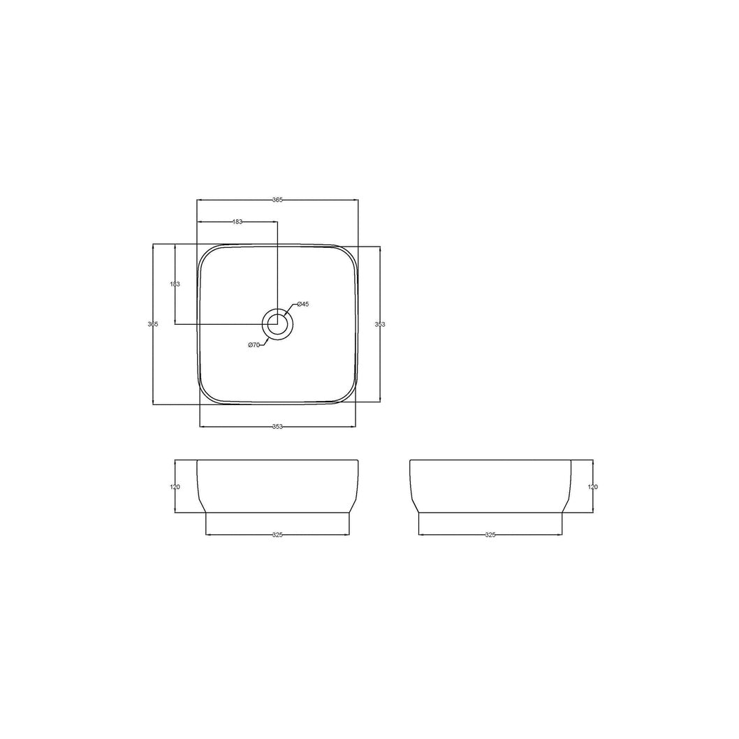 Hudson Reed Vessels Square Vessel Contemp White Vitreous China 120x365x365mm - JJ Building Materials