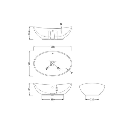 Hudson Reed Vessels Vessel Contemp White Vitreous China 195x588x390mm - JJ Building Materials