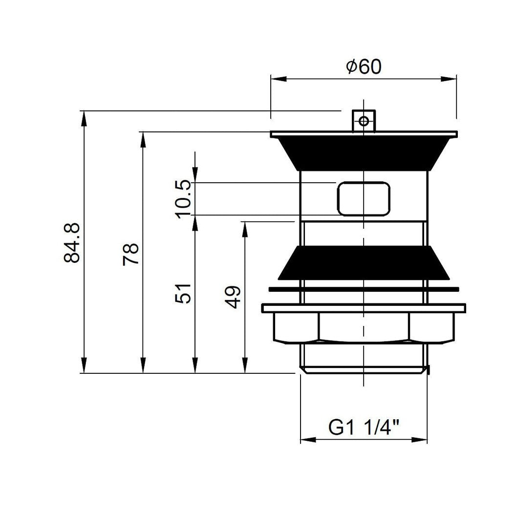 Hudson Reed Wastes Basin Plug And Chain Contemp Chrome Stainless Steel 60x60x88mm - JJ Building Materials