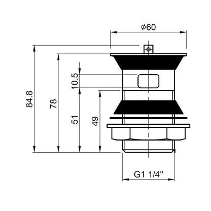 Hudson Reed Wastes Basin Plug And Chain Contemp Chrome Stainless Steel 60x60x88mm - JJ Building Materials