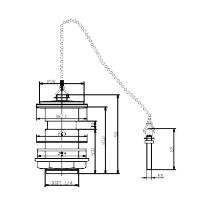 Hudson Reed Wastes Basin Waste Contemp Chrome Brass 61x61x81mm - JJ Building Materials
