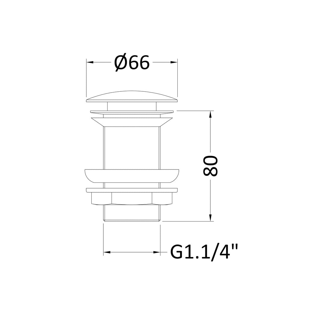 Hudson Reed Wastes Push Button Basin Waste Contemp Chrome Brass 61x61x97mm - EK304 - JJ Building Materials