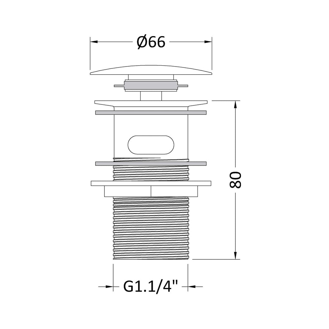 Hudson Reed Wastes Push Button Basin Waste Contemp Chrome Brass 82x61x61mm - E328 - JJ Building Materials