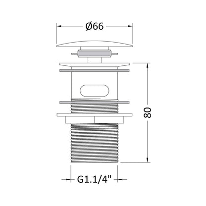 Hudson Reed Wastes Push Button Basin Waste Contemp Chrome Brass 82x61x61mm - E328 - JJ Building Materials