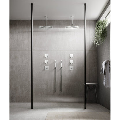 Hudson Reed Wetroom Accessories Black Wetroom Screen Ceiling Post Contemp Matt Black Aluminium 3000x34x34mm - JJ Building Materials