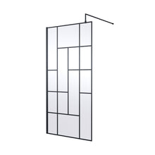 Hudson Reed Wetroom Screens 1000mm Abstract Frame Wetroom Screen Contemp Matt Black Aluminium 1950x1000x14mm - JJ Building Materials