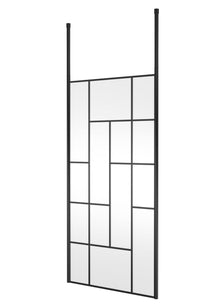 Hudson Reed Wetroom Screens 1000mm Abstract Frame Wetroom Screen With Ceiling Posts Contemp Matt Black Aluminium 1950x1050x60mm - JJ Building Materials