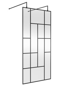 Hudson Reed Wetroom Screens 1000mm Abstract Frame Wetroom Screen With Support Bars Contemp Matt Black Aluminium 1950x1050x60mm - JJ Building Materials