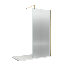 Hudson Reed Wetroom Screens 1000mm Fluted Wetroom Screen With Support Bar Contemp Brushed Brass Aluminium 2070x1050x1970mm - JJ Building Materials