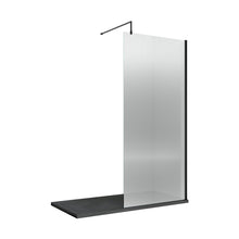 Hudson Reed Wetroom Screens 1000mm Fluted Wetroom Screen With Support Bar Contemp Matt Black Aluminium 2070x1050x1970mm - JJ Building Materials