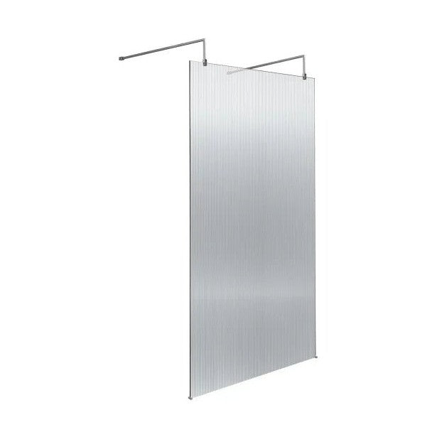 Hudson Reed Wetroom Screens 1000mm Fluted Wetroom Scren With Arms & Feet Contemp Chrome Aluminium 2070x1050x1000mm - JJ Building Materials