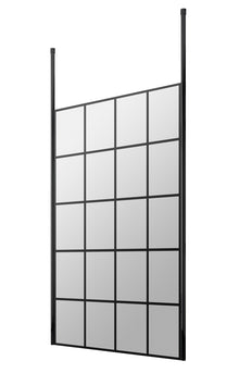 Hudson Reed Wetroom Screens 1000mm Frame Screen With Ceiling Posts Contemp Matt Black Aluminium 1950x1000x14mm - JJ Building Materials