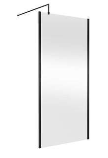 Hudson Reed Wetroom Screens 1000mm Outer Framed Wetroom Screen With Support Bar Contemp Matt Black Aluminium 1950x1000x14mm - JJ Building Materials