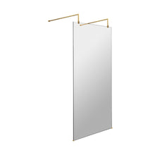 Hudson Reed Wetroom Screens 1000mm Wetroom Screen With Arms And Feet Contemp Brushed Brass Aluminium 1950x998x14mm - JJ Building Materials