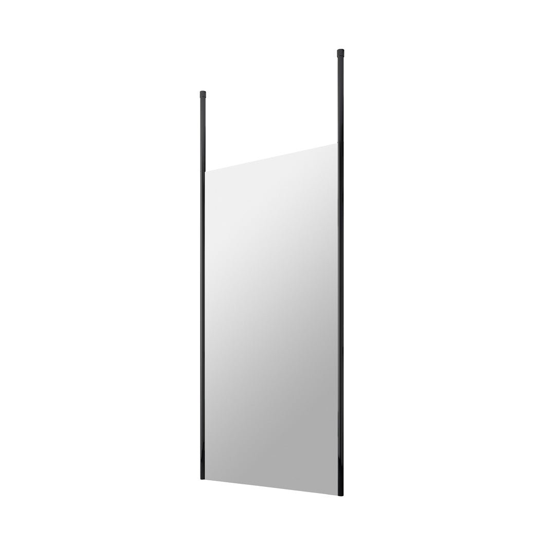 Hudson Reed Wetroom Screens 1000mm Wetroom Screen With Ceiling Posts Contemp Matt Black Aluminium 1950x1000x14mm - JJ Building Materials