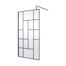 Hudson Reed Wetroom Screens 1100mm Abstract Frame Wetroom Screen Contemp Matt Black Aluminium 1950x1100x14mm - JJ Building Materials