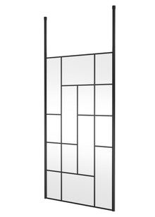 Hudson Reed Wetroom Screens 1100mm Abstract Frame Wetroom Screen With Ceiling Posts Contemp Matt Black Aluminium 1950x1150x60mm - JJ Building Materials