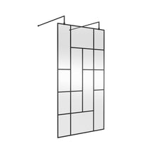 Hudson Reed Wetroom Screens 1100mm Abstract Frame Wetroom Screen With Support Bars Contemp Matt Black Aluminium 1950x1050x60mm - JJ Building Materials