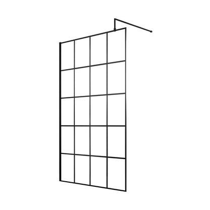 Hudson Reed Wetroom Screens 1100mm Framed Wetroom Screen Contemp Matt Black Aluminium 1950x1100x14mm - JJ Building Materials
