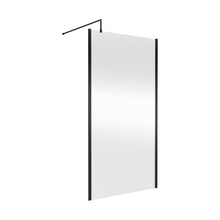 Hudson Reed Wetroom Screens 1100mm Outer Framed Wetroom Screen With Support Bar Contemp Matt Black Aluminium 1950x1100x14mm - JJ Building Materials