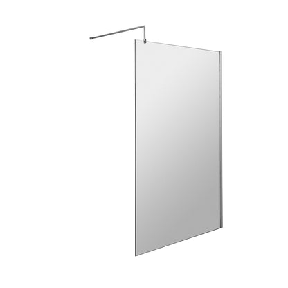 Hudson Reed Wetroom Screens 1100mm Wetroom Screen & Support Bar Contemp Chrome Aluminium 1950x1100x14mm - JJ Building Materials