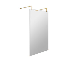 Hudson Reed Wetroom Screens 1100mm Wetroom Screen With Arms And Feet Contemp Brushed Brass Aluminium 1950x1100x14mm - JJ Building Materials