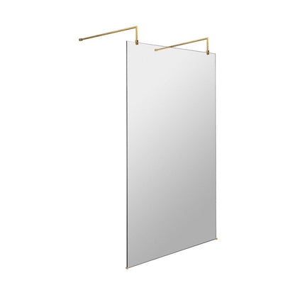 Hudson Reed Wetroom Screens 1100mm Wetroom Screen With Arms And Feet Contemp Brushed Brass Aluminium 1950x1100x14mm - JJ Building Materials