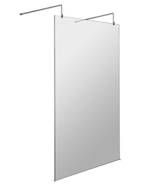 Hudson Reed Wetroom Screens 1100mm Wetroom Screen With Arms And Feet Contemp Chrome Aluminium 1950x1100x14mm - JJ Building Materials