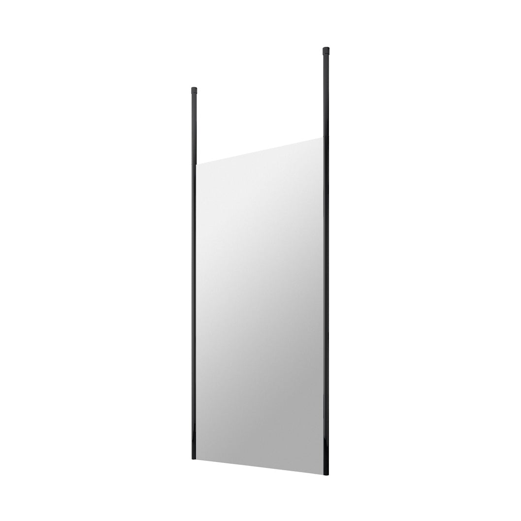 Hudson Reed Wetroom Screens 1100mm Wetroom Screen With Ceiling Posts Contemp Matt Black Aluminium 1950x1100x14mm - JJ Building Materials