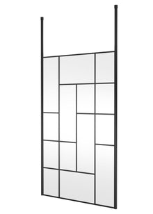 Hudson Reed Wetroom Screens 1200mm Abstract Frame Wetroom Screen With Ceiling Posts Contemp Matt Black Aluminium 1950x1250x60mm - JJ Building Materials