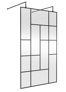 Hudson Reed Wetroom Screens 1200mm Abstract Frame Wetroom Screen With Support Bars Contemp Matt Black Aluminium 1950x1250x60mm - JJ Building Materials