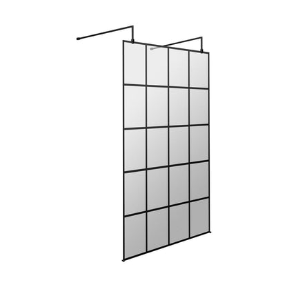 Hudson Reed Wetroom Screens 1200mm Frame Screen With Arms And Feet Contemp Matt Black Aluminium 1950x1200x14mm - JJ Building Materials