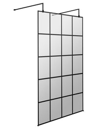 Hudson Reed Wetroom Screens 1200mm Frame Screen With Arms And Feet Contemp Matt Black Aluminium 1950x1200x14mm - JJ Building Materials